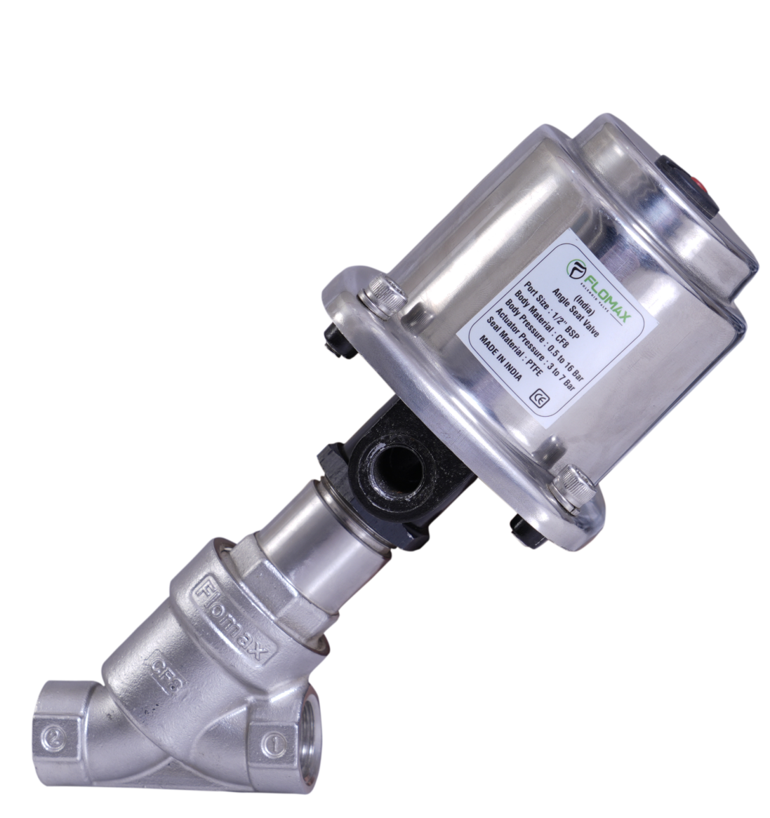 ANGLE SEAT VALVE WITH STEEL ACTUATOR OPERATED